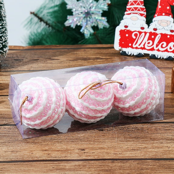 RICHMJ 3PC Christmas Balls Christmas Tree Decoration Balls Set Home Decoration Balls Christmas Hanging Decoration Christmas Decoration Balls(Pink)
