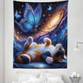 thumbnail image 3 of Ambesonne Cat Tapestry Twin Size, Butterfly and Kitten Galaxy, 68"x88", Azure Blue Orange Purple, 3 of 3