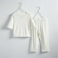 thumbnail image 2 of XQYLOS Girls Soft Pajama Set Short Sleeve Top & Wide Leg Pants Lightweight Quick-Dry 𝖫ounge Set for Teen Kids, 2 of 9
