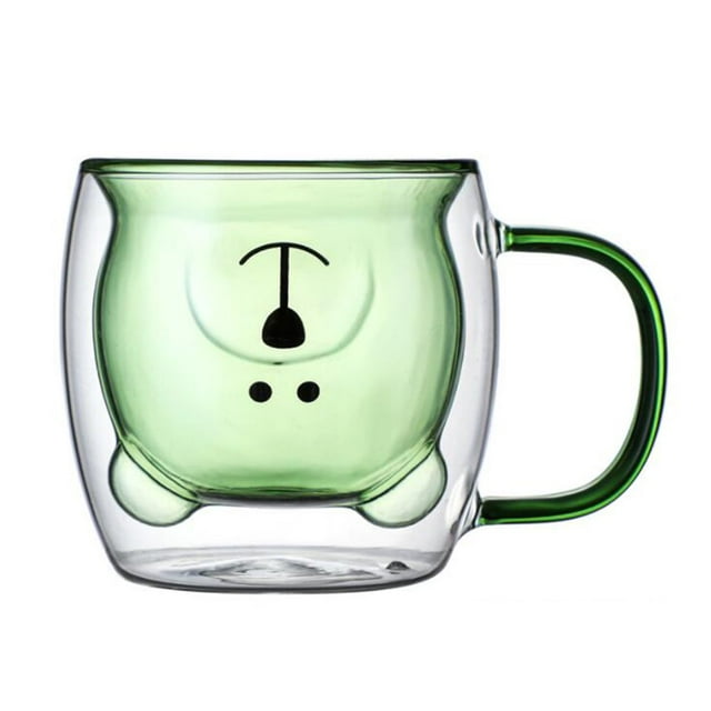 Bear Transparent Double Glass Glasses With Handles Double-Layer Household Heat Transfer Resistant Glassware Coffee Mug