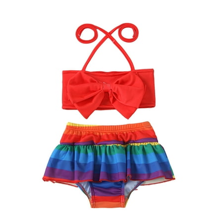 

Gupgi Toddler Baby Girls Summer Swimsuit Halter Top Bikini Print Shorts