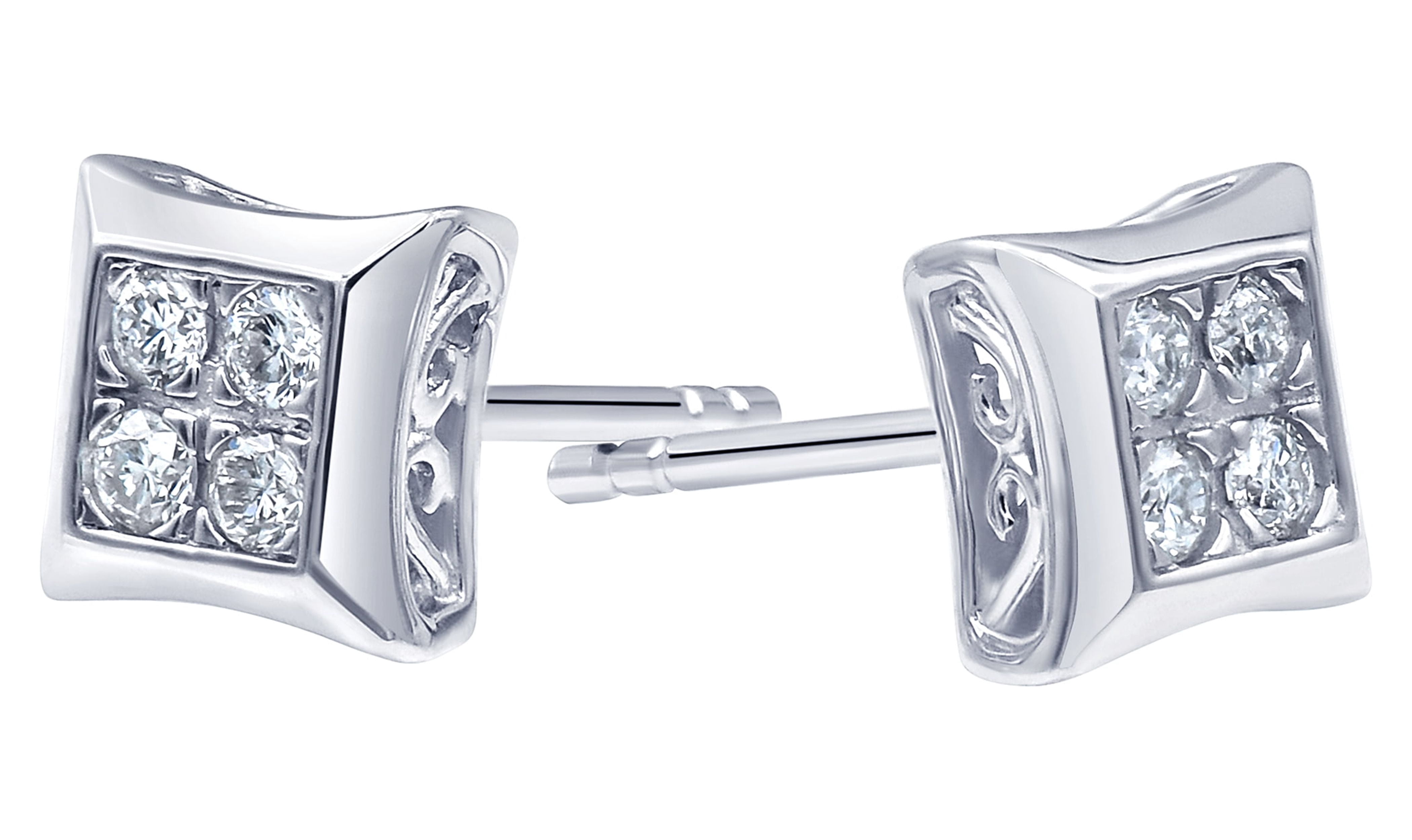 Arista 1/4 Carat T.W Lab Grown Diamond Square Shaped Women's Stud Earring in Sterling Silver (I, SI)