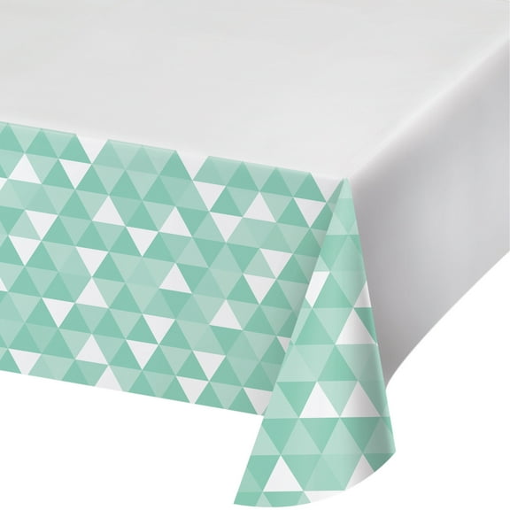 Celebrations Fractal Green Plastic Tablecloth, 102" x 54"