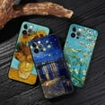 thumbnail image 2 of Van Gogh Starry Night Oil Painting Phone Case for iPhone 16 Pro Max, Compatible with iPhone 15 Pro Max/14/16 Plus/15/13P/12/11/7/7P/X/XR/XS Max, Shockproof Silver Acrylic Cover, Premium Texture, 2 of 10