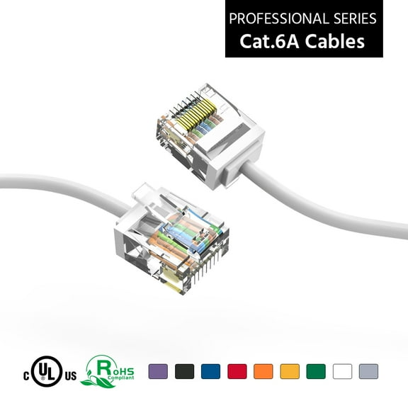 ACCL 1Ft Cat6A UTP Super-Slim Ethernet Network Cable 32AWG White, 1 Pack