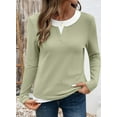 thumbnail image 6 of DOKOTOO Womens Crewneck Tops Casual Long Sleeve Shirts Color Block Blouses for Women Spring Slim Fit Pullover L, 6 of 8
