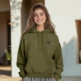 thumbnail image 4 of Dalix Butterfly Embroidery Washed Hoodie Sweatshirt Hoodie Fleece Relaxed Fit Lounge Womens in Olive L Large, 4 of 5