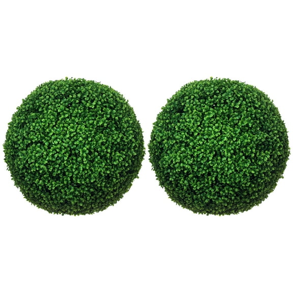 Flower Arrangements HOMCOM Set of 2 19.75 Inch Artificial Ball Boxwood Topiary Trees Balls, Indoor Outdoor Fake Plants for Home, Office & Living Room Decor,Artificial Plants