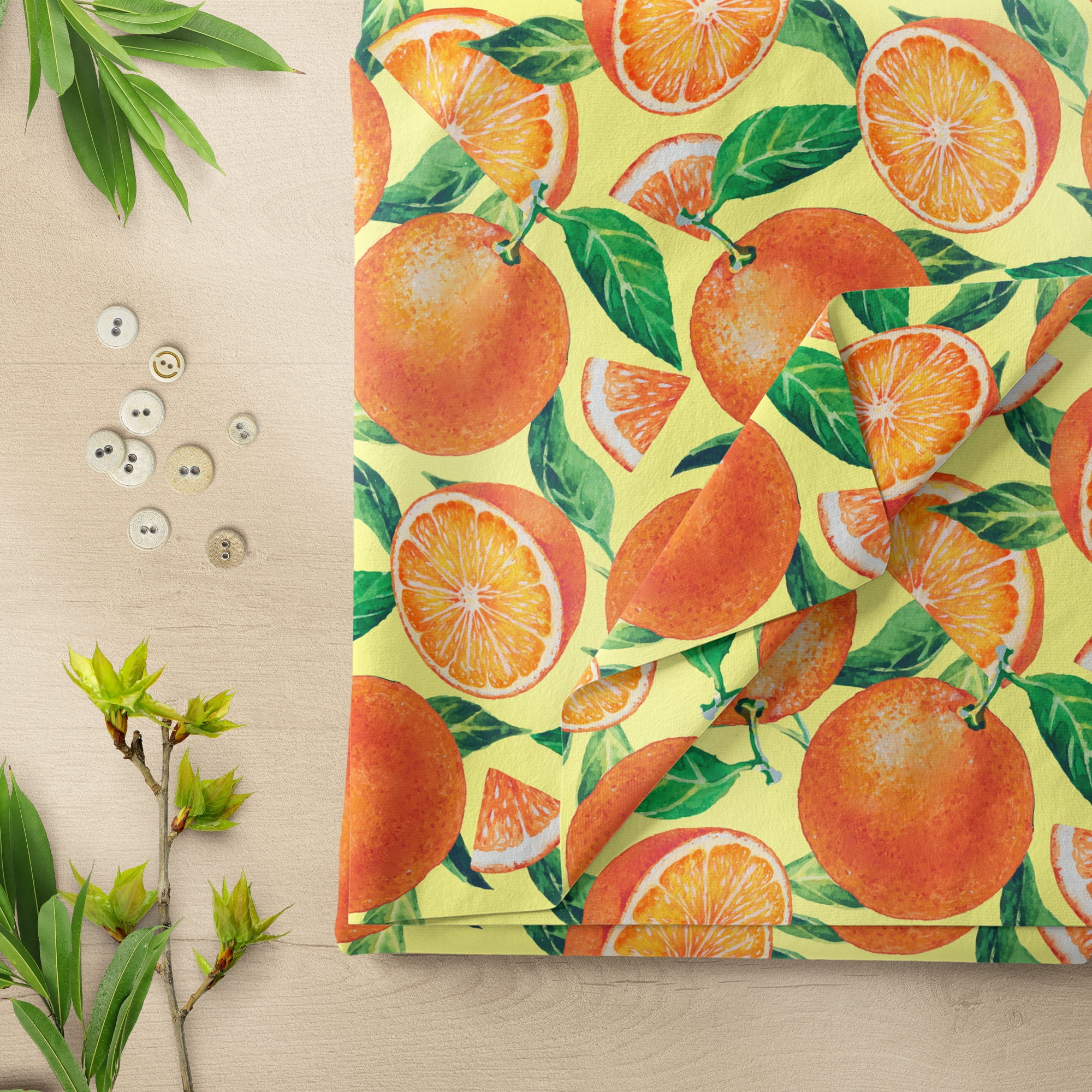 1 Yard 100% Cotton Orange Slices, Yellow, 44" Wide for Quilting & Sewing by David Textiles