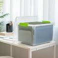 thumbnail image 2 of IRIS USA File Box File Organizer Plastic File Box for Letter/Legal File, BPA-Free Plastic Storage Bin Tote Organizer w/ Secure Latching Lid and Easy-Slide Pad, Clear 35 Qt. 4Pack, 2 of 7