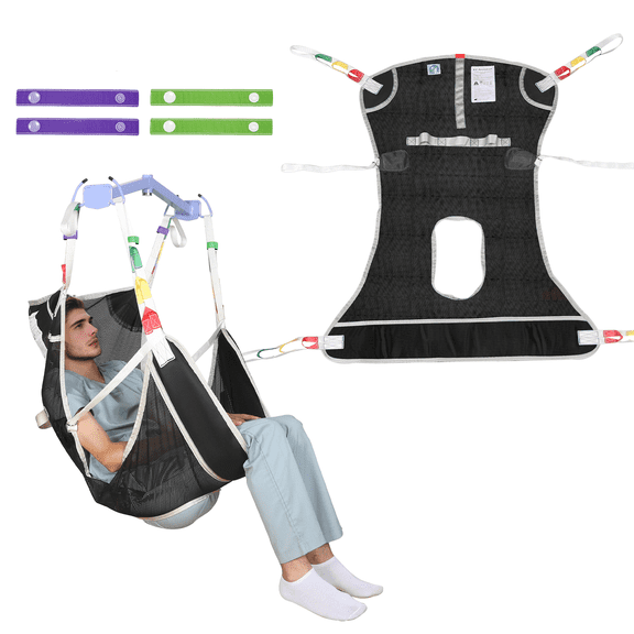 EZ Assistive Full Body Mesh Sling for Bed Transfers, Repositioning & Bathing Assist -500 lb Capacity, Black, 1 Count