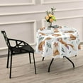 thumbnail image 7 of SKYSONIC Pattern Foxes Leafes Round Tablecloth 60inch Indoor Wrinkle Free, Cartoon Style Circular Lace Table Cover Washable for Kitchen Party BBQ Dining Decor, 7 of 7