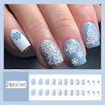 thumbnail image 3 of Carufin 24 Pcs Christmas Press on Nails Short Fake Nails Red and White Stripes Acrylic Nails Cute Elk Snowflake Full Cover False Nails Xmas Nail (C), 3 of 5