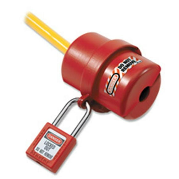 Master Lock Company Electrical Plug Lockout- Circular 240-120 Volt Plug- Red