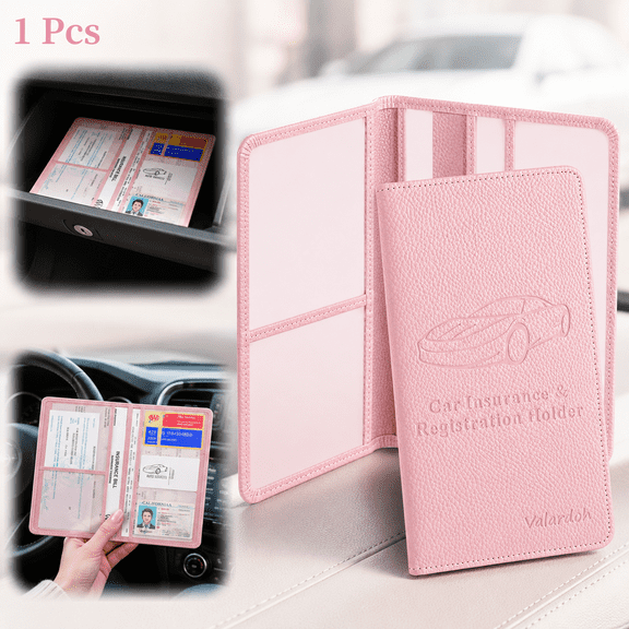 USTOP Car Registration and Insurance Card Holder, Slim Premium PU Leather Glove Box Organizer, Vehicle Document Wallet with Clear Internal Windows for Essential Auto Paperwork.