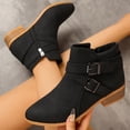 thumbnail image 4 of Pandaie Ankle Boots for Women Comfortable Low Stacked Heel Faux Leather Walking Short Booties Classic Casual Fall Winter Daily Dress Shoes Size 6‑9.5, 4 of 7