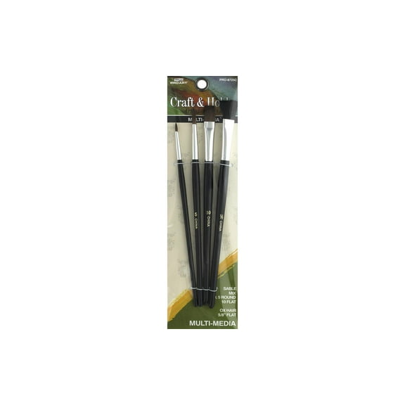 Pro Art Brush Sable Mix Set Flat & Round 4pc, Paint Brushes, Acrylic Paint Brush Set, Brushes Acrylic Painting, Small Brushes, Paintbrush, Brushes