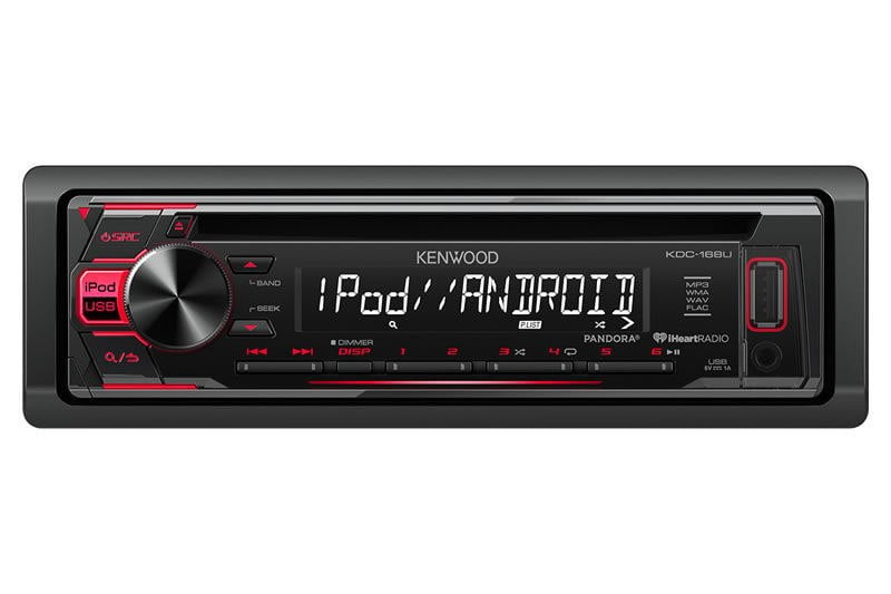 Kenwood KDC-168U In-Dash 1-DIN CD Car Stereo Receiver with Front USB
