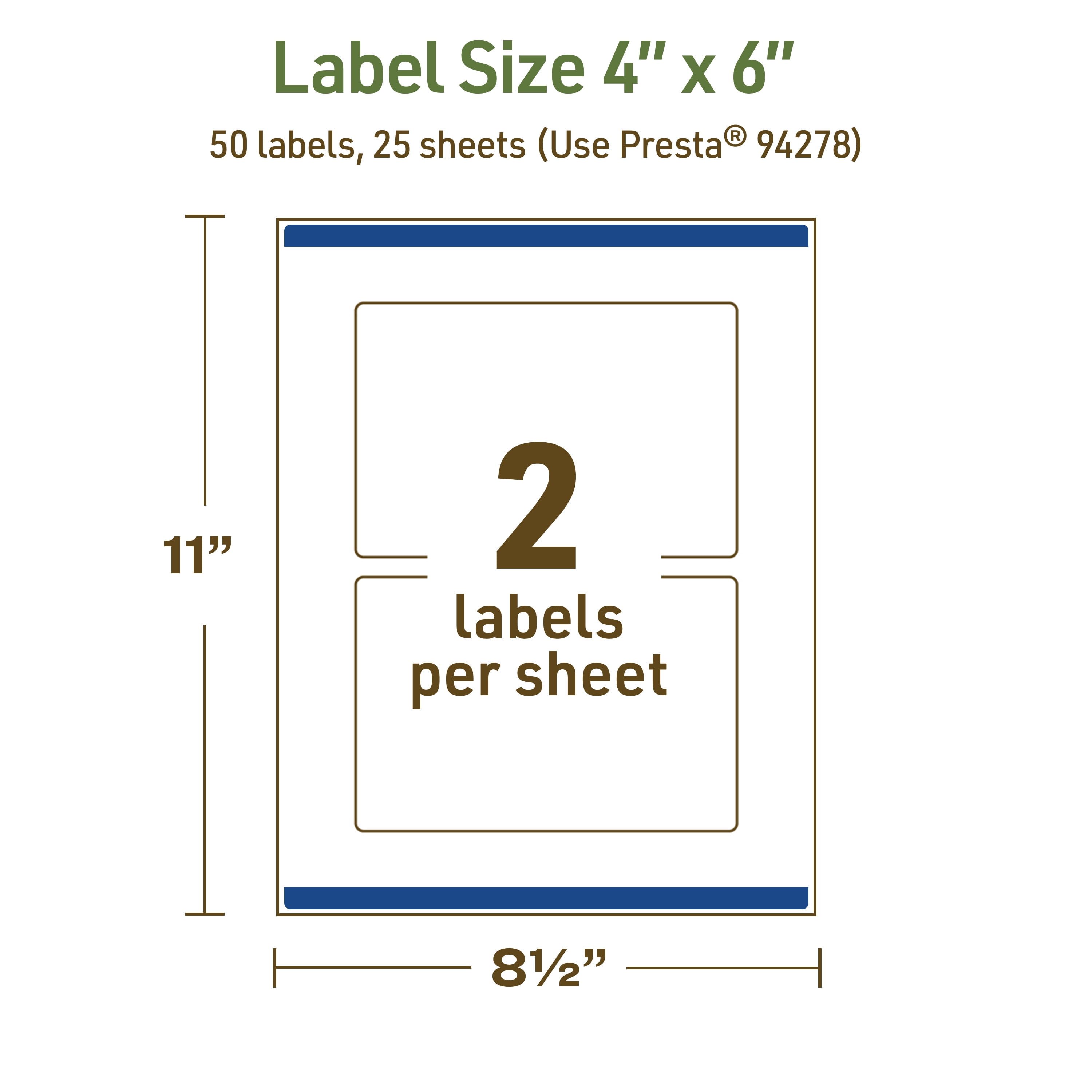 Avery Dissolvable Rectangle Labels, 4" x 6", 50 Labels