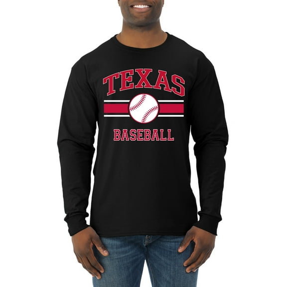 Wild Bobby City of Texas Baseball Fantasy Fan Sports Men's Long Sleeve T-Shirt, Black, Small