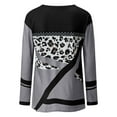 thumbnail image 5 of Pompotops Women Leopard Print Round Neck Patchwork Pullover Long Sleeve Blouse T-shirt Tops, 5 of 5