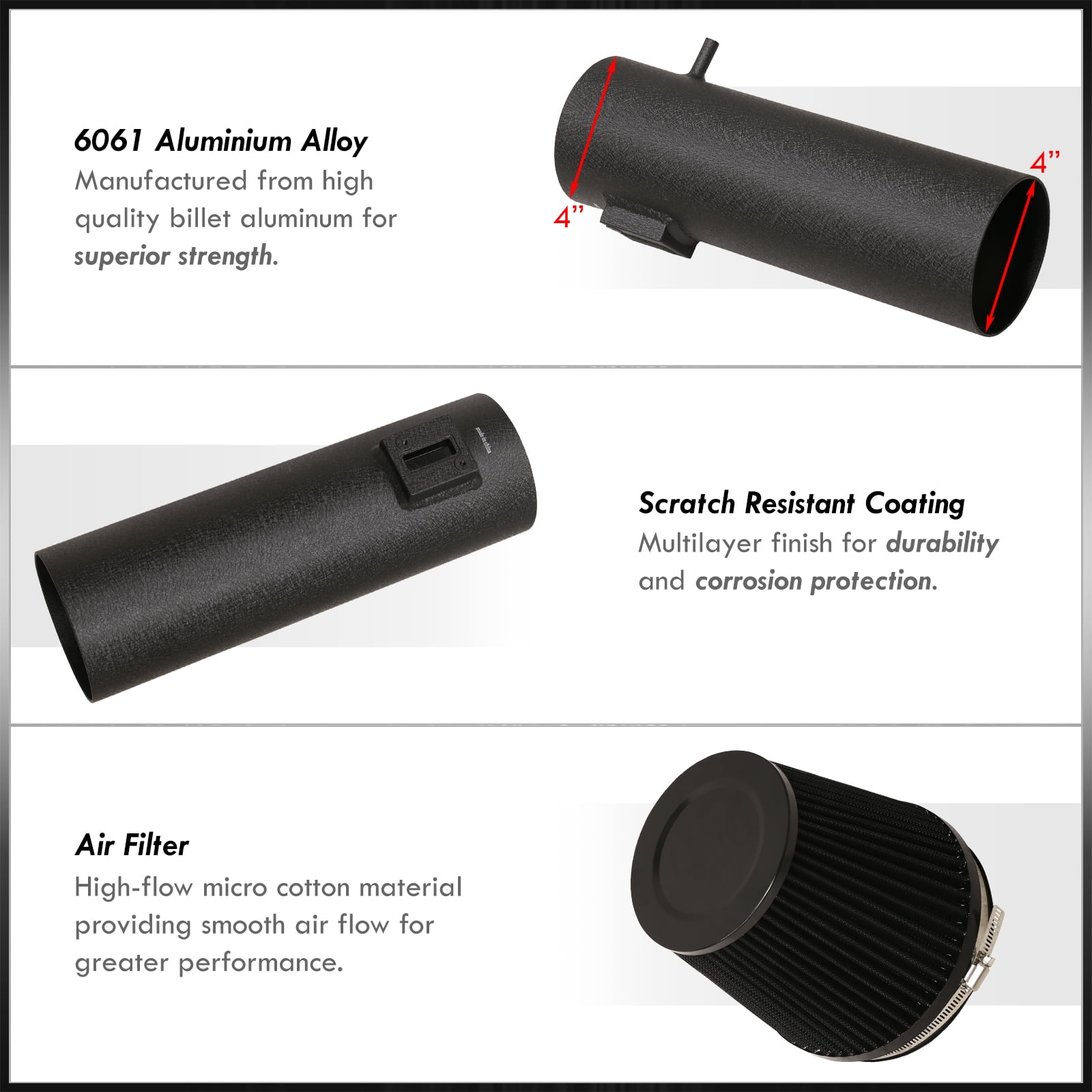AJP Distributors Cold Air Intake System Black Aluminum Pipe Heat Shield Filter Compatible/Replacement For Chevrolet Chevy Camaro SS 6.2L V8 LS3 L99 LSA 2010 2011 2012 2013 2014 2015 10 11 12 13 14 15