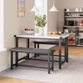 thumbnail image 4 of 3-Piece Dining Table Set for 4 – Industrial Rectangular Table with 2 Upholstered Benches, Sturdy Metal Frame, Space-Saving for Apartments, Condos, Studios – Multiple Color Options Available, 4 of 7