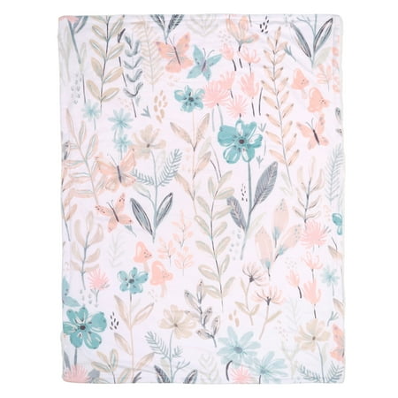 UPC: 0084122015357 | Lambs & Ivy Baby Blooms Watercolor Floral/Butterfly Soft Fleece Baby Blanket