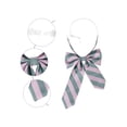 thumbnail image 3 of Lazos de mujer Inspire Chic, lazos asimétricos de rayas preatados, estilo casual para la escuela en púrpura y gris, 3 of 5