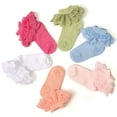 thumbnail image 5 of CPNG Girls 6 Pack Princess Cotton Ruffle Socks Double Eyelet Lace Frilly Dress Multicolored Ankle Socks Cotton Turn Cuff Socks for Toddler, 5 of 6