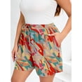 thumbnail image 6 of SHOWMALL Women's Plus Drawstring Shorts Floral Vivid Geometric Block 4X Summer Elastic Waist Casual Lightweight with Pockets, 6 of 7