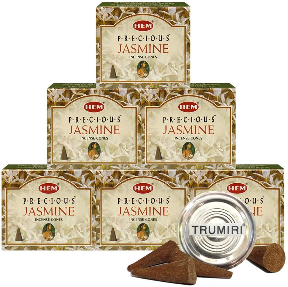 TRUMIRI Incense Cone Holder Bundle with Hem Precious Jasmine Incense