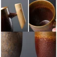 thumbnail image 4 of Japanese Vintage Tea Cup Set Ceramic Coffee Mug Rust Glaze Milk Cafe Cup with Wood Handle Water Cup Teacup Home Office Drinkware (300ml C2,As show), 4 of 7