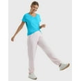 thumbnail image 5 of Hanes Women's Slub Jersey Shirred V-Neck T-Shirt Process Blue S, 5 of 5