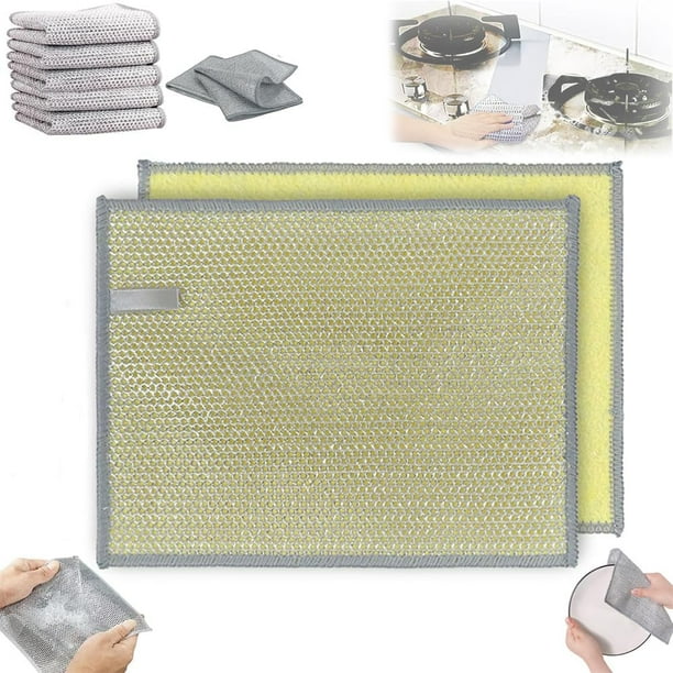 Trapos multiusos de alambre para lavar platos húmedos y secos, paño de limpieza de punto de malla de alambre, paño de cocina de alambre que no raya, paño de limpieza de cocina reutilizable (10 piezas,