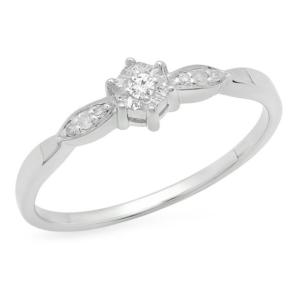 Dazzlingrock Collection 0.05 Carat (ctw) Round Lab Grown White Diamond Bridal Promise Engagement Ring, 925 Sterling Silver, Size 6