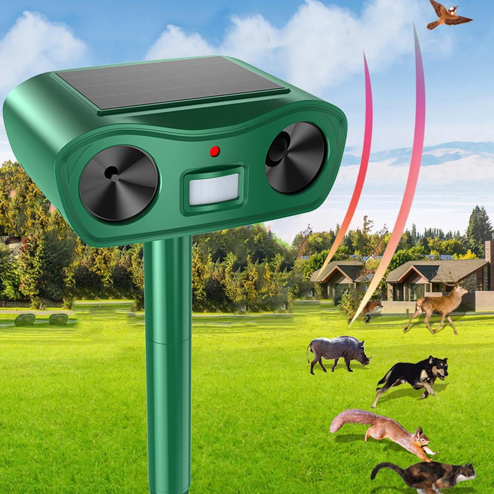 Solar Ultraso-nic Animal Repe-ller, USB Rechargeable Outdoor Deterrent for Dogs & Cats