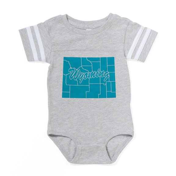 CafePress - 3 Wyoming - Cute Infant Baby Football Bodysuit