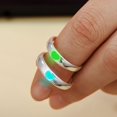 thumbnail image 2 of Tendencia azul verde amor corazón anillos luminosos para Mujeres Hombres Retro pareja anillos que brillan en plata oscura Color anillos de dedo ajustables Gao Jinjia LED, 2 of 2