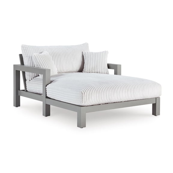 Bowery Hill Contemporary Polyester Gray Chaise Lounge with Cushion