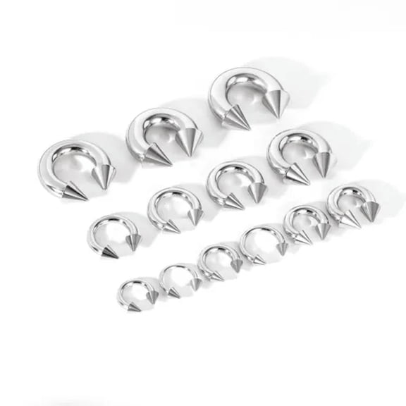 QQTDFG 1 Pair Large Gauge Surgical Steel Nose Septum Ring Spike Ear Gauge Earrings-8mm(0g) by 16mm