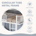 thumbnail image 5 of Leumius Queen over Queen Bunk Bed Frame with Ladders & Guardrails, Metal Bunk Bed Frame with Upgraded Safety Round-Pipe Design, Can Transformed into 2 Platform Bed for Teens Adults White, 5 of 9