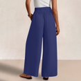 thumbnail image 4 of FRSASU Women's Palazzo Pants Dressy Solid Casual Wide Leg Slacks Elastic Waist Fashion Pants with Pockets Navy, 4 of 9