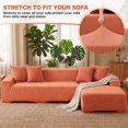 thumbnail image 4 of CJC Stretch Sectional Couch Covers - 2 pcs Spandex Sofa Covers with Elastic Bottom for L Shape Corner Sofa Furniture Protector (Orange, 3 Seat + 4 Seat), 4 of 9
