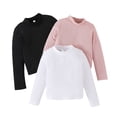 thumbnail image 1 of Gibobby Blusas De Manga Larga Para Niños Otoño Invierno niños pequeños niñas camisa de manga larga Color sólido acanalado camisa Tops prendas de vestir para niños ropa 3 uds(Blanco, 3-4 Años), 1 of 5