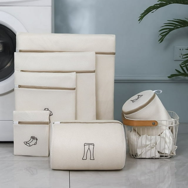 Bolsa de lavandería con estampado de bordado creativo, bolsa de lavado tipo sándwich engrosada, bolsa de ropa interior para lavar a máquina antideformación para el hogar