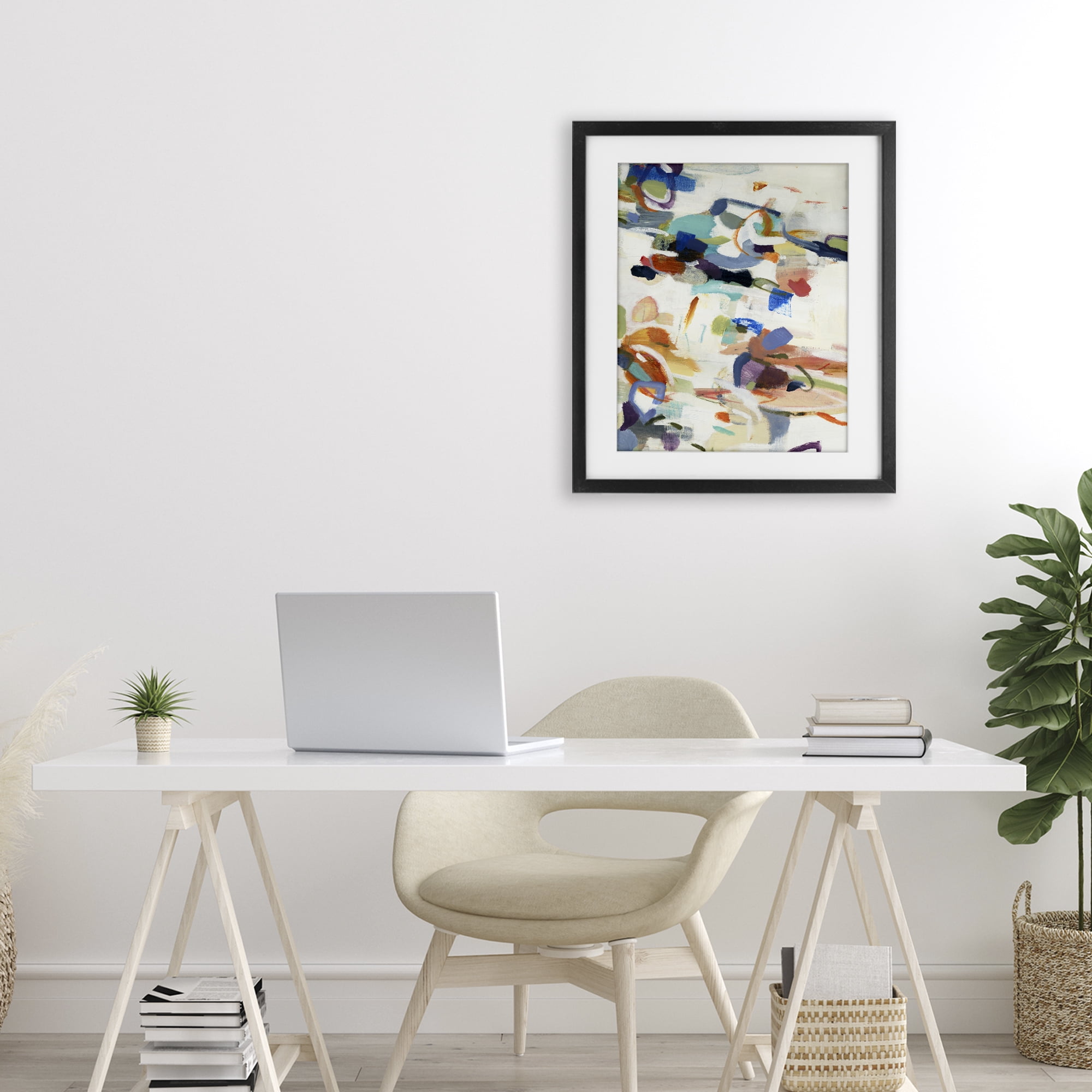 Stupell Industries Flowing Stippled Brushstrokes Black Framed Print Under Glass, design by Lisa Ridgers