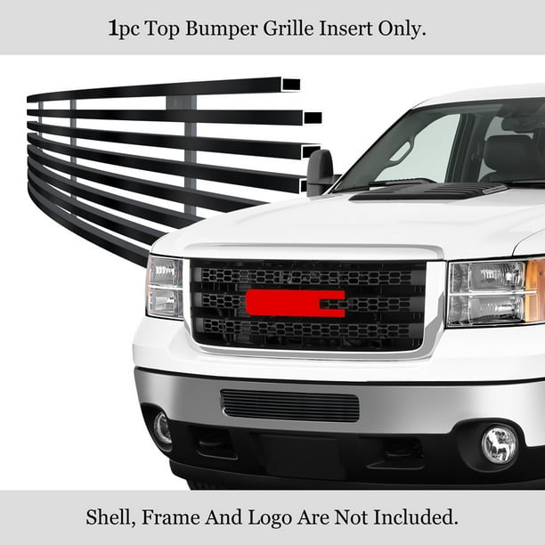 APS Compatible with GMC Sierra 2500HD 3500HD 2011-2014 Lower Bumper  Stainless Steel Black Horizontal Billet Grille Grill Insert G66835H