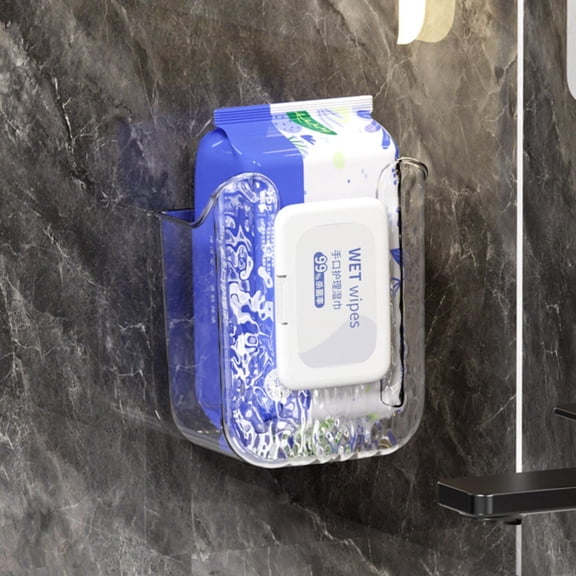 1X Rag Storage Box Wall Mounted Tissue Box Holder Kitchen Wipes Storage Box Clear Tissue Box Holder Wall Mount Acrylic Tissue Box Wall Mounted Tissue Holder Tissue Box for Bathroom Wall