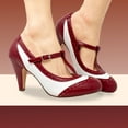 thumbnail image 5 of Chase & Chloe Women's Mary Jane Oxford Pumps - Cute Low Kitten Heels - Retro Round Toe Shoe with Ankle Strap, 5 of 5